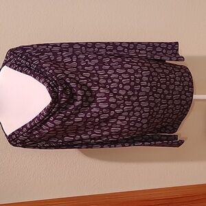 Croft & Barrow Womans Purple and Grey Print Top Size 1X